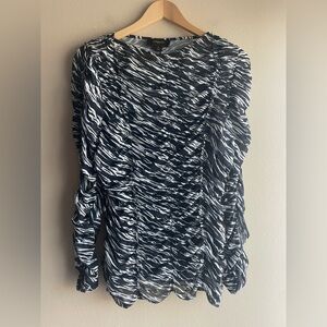 La Rambla Women Blouse White Black Striped Size XL